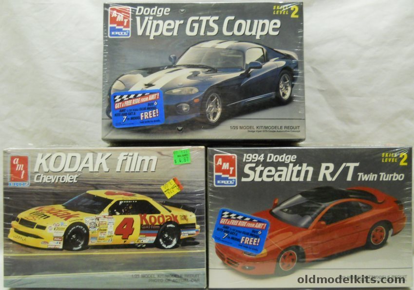 AMT 1/25 Kodak Film Chevrolet / 1994 Dodge Stealth R/T Twin Turbo / Dodge Viper GTS Coupe plastic model kit